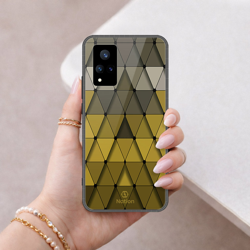 Vivo V21 5G Cover - ONation Pyramid Series - HQ Ultra Shine Premium Infinity Glass Soft Silicon Borders Case