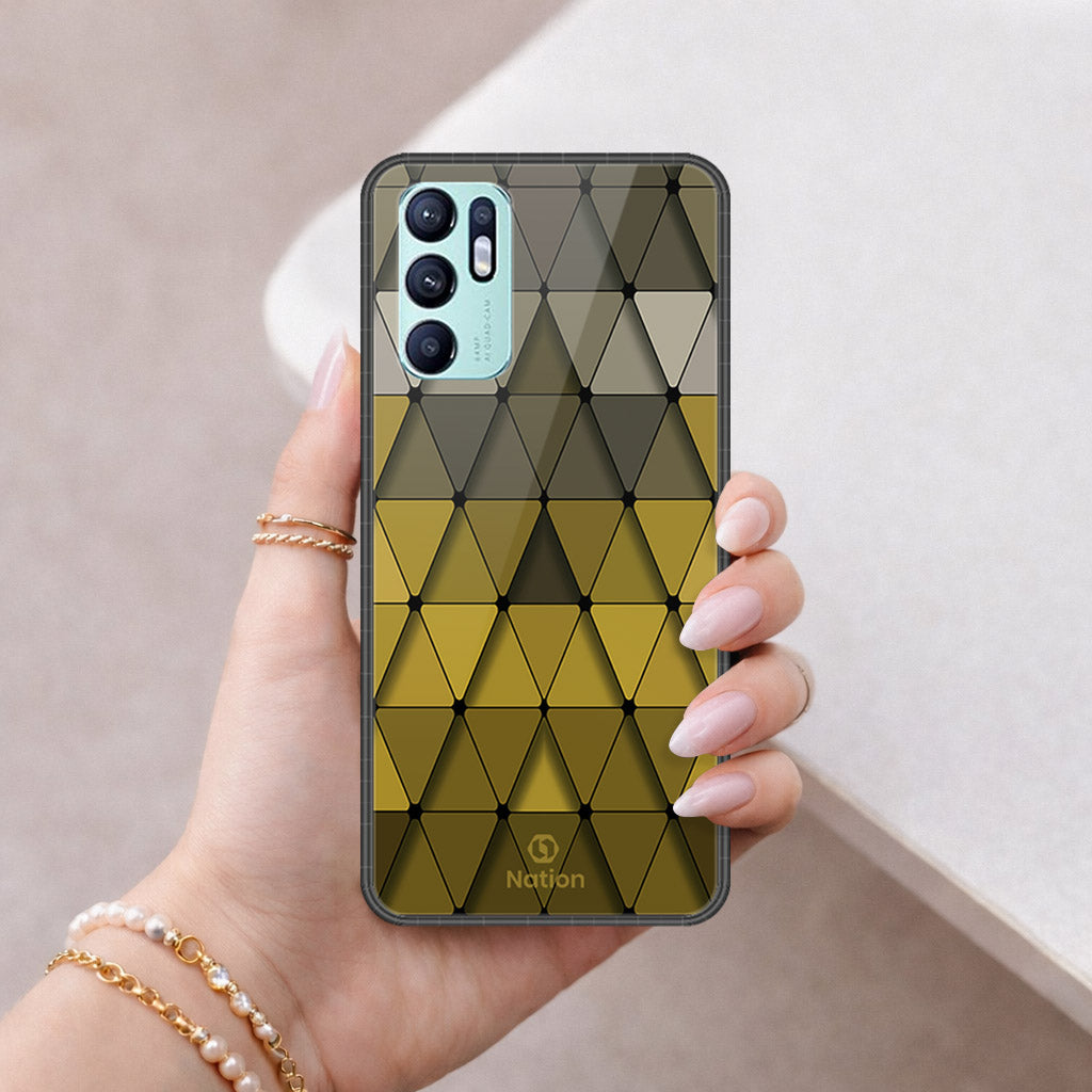 Oppo Reno 6 Cover - ONation Pyramid Series - HQ Ultra Shine Premium Infinity Glass Soft Silicon Borders Case