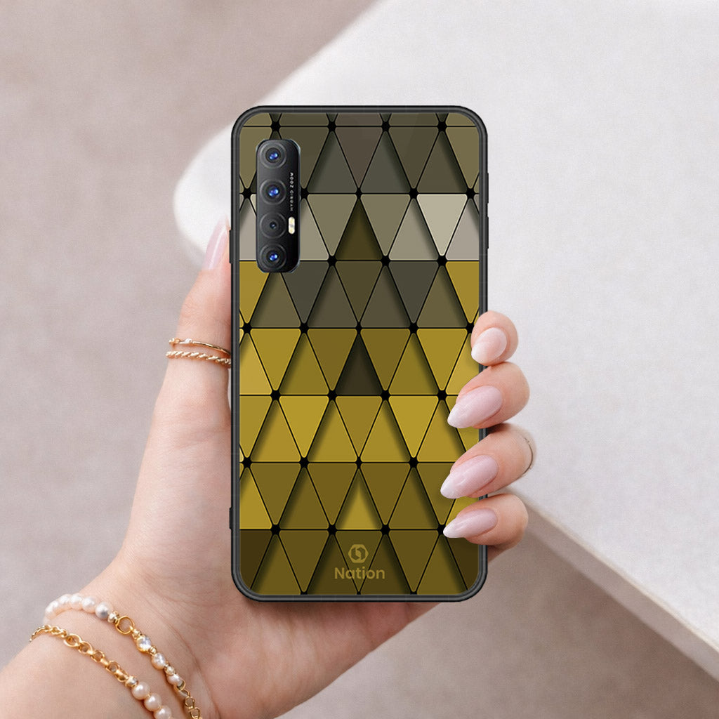 Oppo Reno 3 Pro Cover - ONation Pyramid Series - HQ Ultra Shine Premium Infinity Glass Soft Silicon Borders Case
