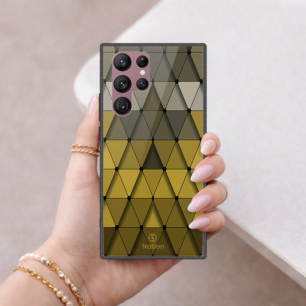 Samsung Galaxy S22 Ultra 5G Cover - ONation Pyramid Series - HQ Ultra Shine Premium Infinity Glass Soft Silicon Borders Case