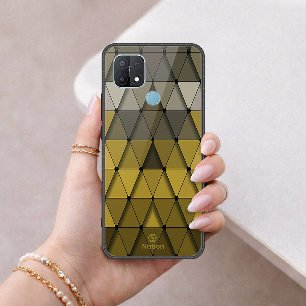 Oppo A15 Cover - ONation Pyramid Series - HQ Ultra Shine Premium Infinity Glass Soft Silicon Borders Case