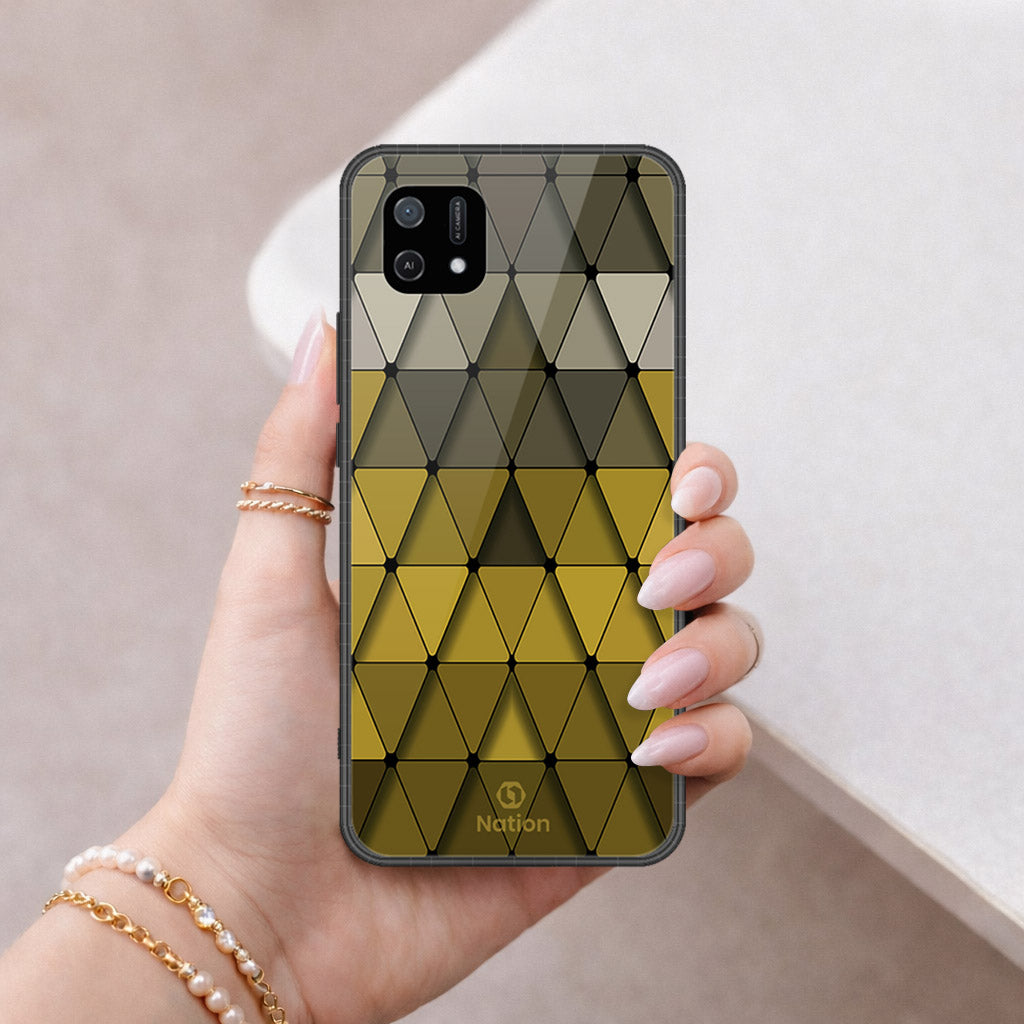Oppo A16K Cover - ONation Pyramid Series - HQ Ultra Shine Premium Infinity Glass Soft Silicon Borders Case