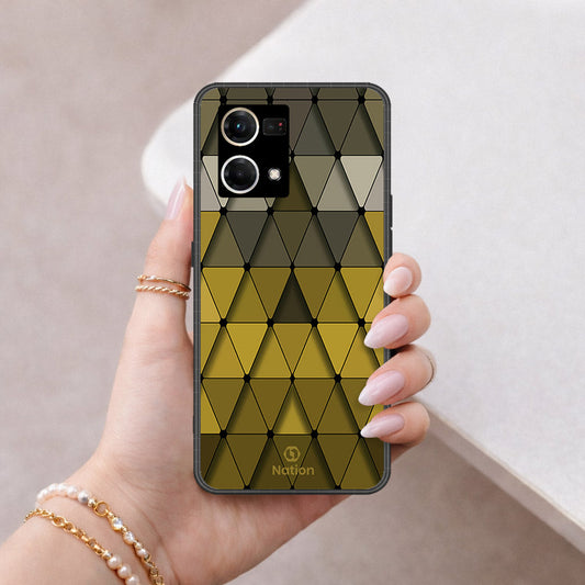 Oppo Reno 8 4G Cover - ONation Pyramid Series - HQ Ultra Shine Premium Infinity Glass Soft Silicon Borders Case