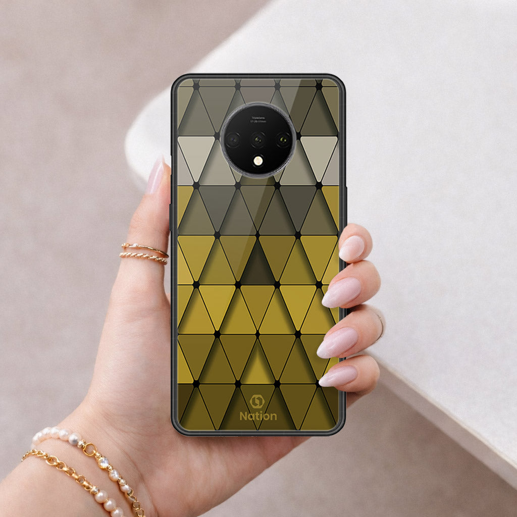 OnePlus 7T Cover - ONation Pyramid Series - HQ Ultra Shine Premium Infinity Glass Soft Silicon Borders Case