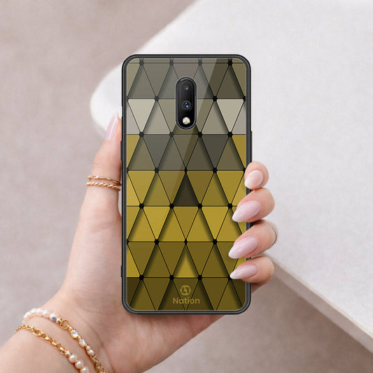 OnePlus 6T Cover - ONation Pyramid Series - HQ Ultra Shine Premium Infinity Glass Soft Silicon Borders Case