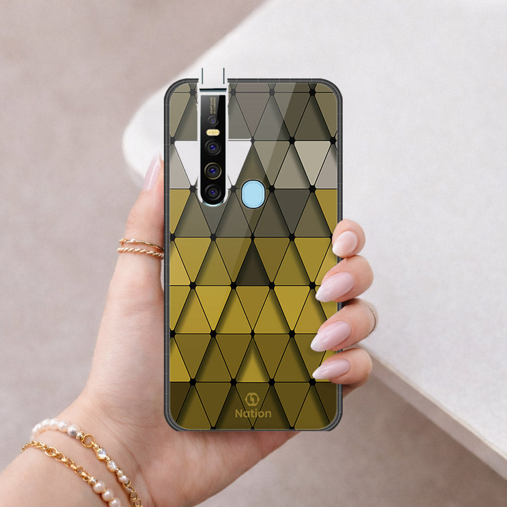 Tecno Camon 15 Pro Cover - ONation Pyramid Series - HQ Ultra Shine Premium Infinity Glass Soft Silicon Borders Case