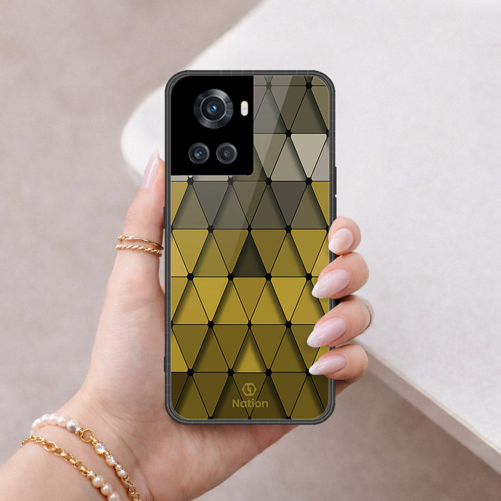 OnePlus 10R Cover - ONation Pyramid Series - HQ Ultra Shine Premium Infinity Glass Soft Silicon Borders Case