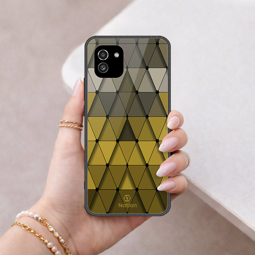 Samsung Galaxy A03 Cover - ONation Pyramid Series - HQ Ultra Shine Premium Infinity Glass Soft Silicon Borders Case