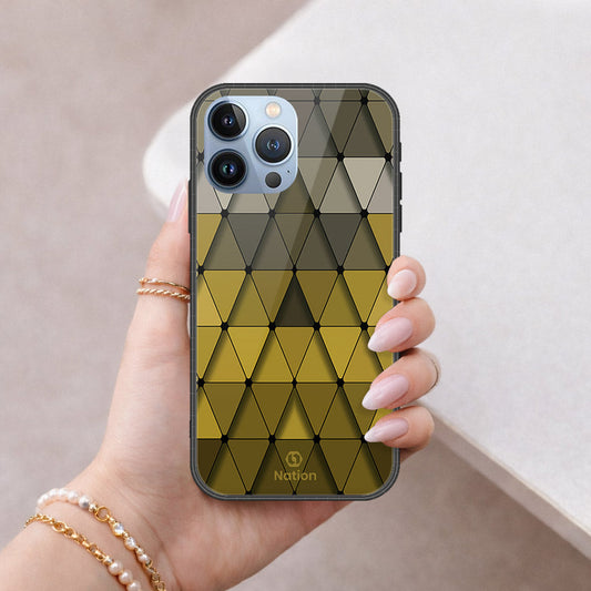 iPhone 14 Pro Cover - ONation Pyramid Series - HQ Ultra Shine Premium Infinity Glass Soft Silicon Borders Case