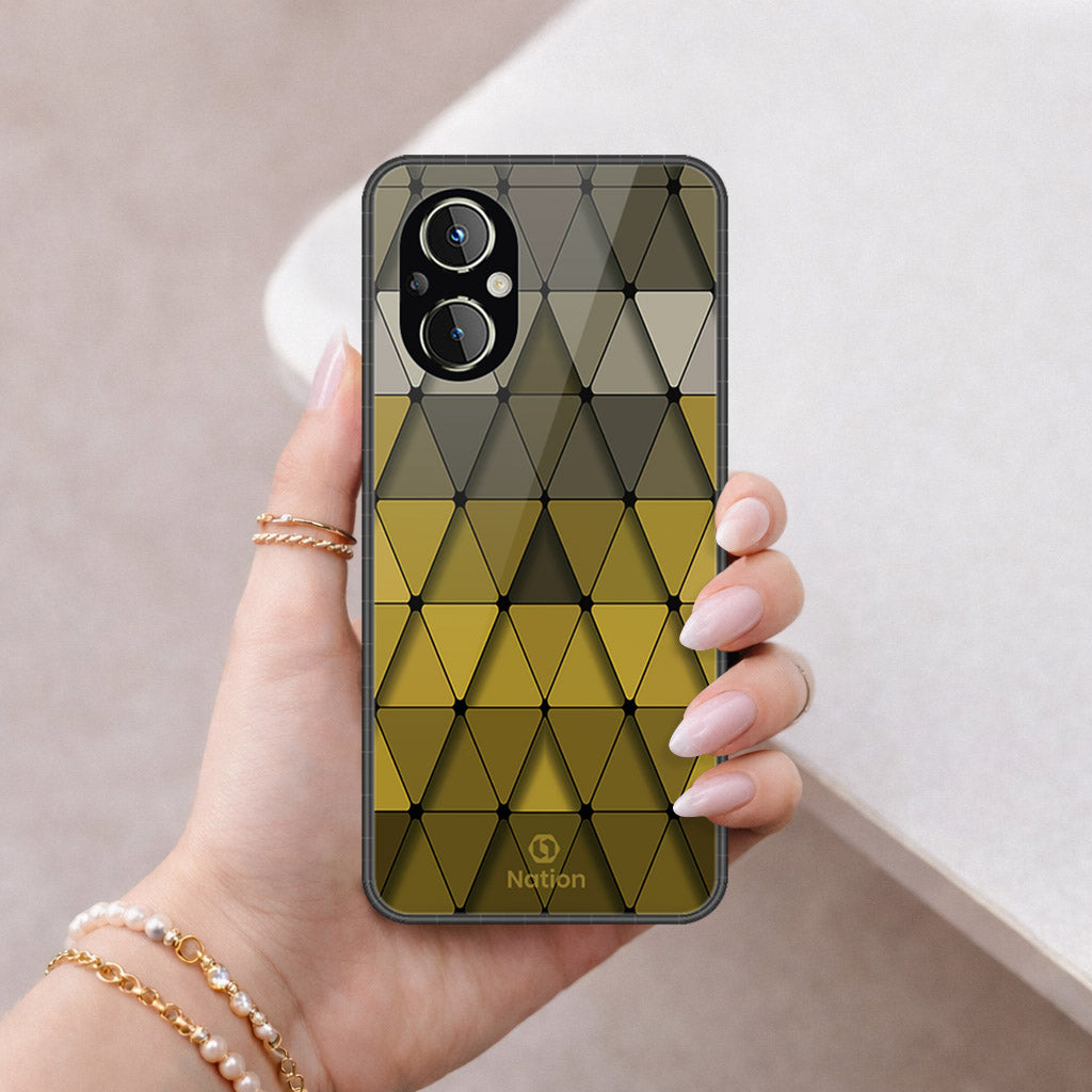 Oppo A96 Cover - ONation Pyramid Series - HQ Ultra Shine Premium Infinity Glass Soft Silicon Borders Case