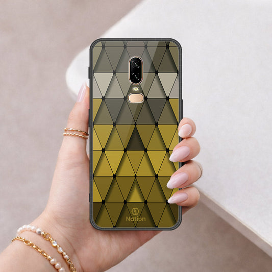 OnePlus 6 Cover - ONation Pyramid Series - HQ Ultra Shine Premium Infinity Glass Soft Silicon Borders Case