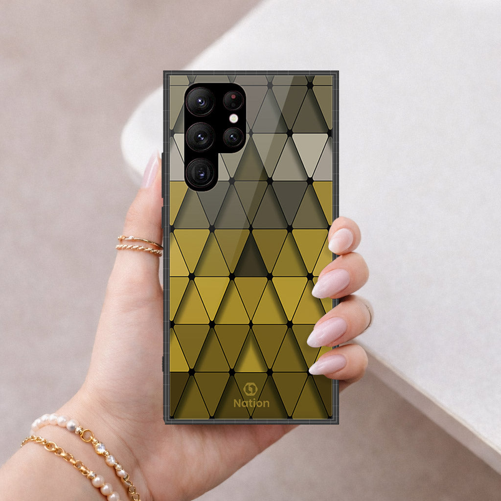 Samsung Galaxy S23 Ultra 5G Cover - ONation Pyramid Series - HQ Ultra Shine Premium Infinity Glass Soft Silicon Borders Case
