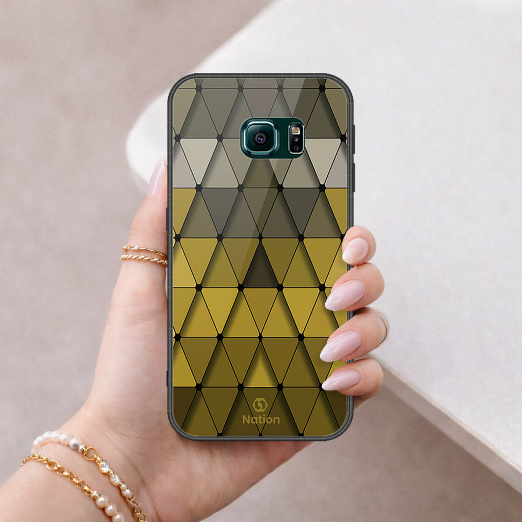 Samsung Galaxy S6 Edge Cover - ONation Pyramid Series - HQ Ultra Shine Premium Infinity Glass Soft Silicon Borders Case