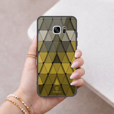 Samsung Galaxy S7 Edge Cover - ONation Pyramid Series - HQ Ultra Shine Premium Infinity Glass Soft Silicon Borders Case