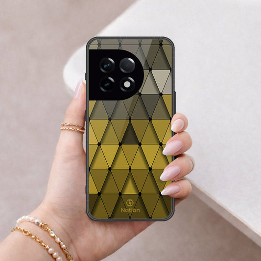 OnePlus 11R Cover - ONation Pyramid Series - HQ Ultra Shine Premium Infinity Glass Soft Silicon Borders Case