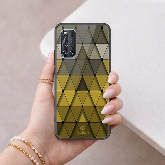 Vivo V19 Cover - ONation Pyramid Series - HQ Ultra Shine Premium Infinity Glass Soft Silicon Borders Case