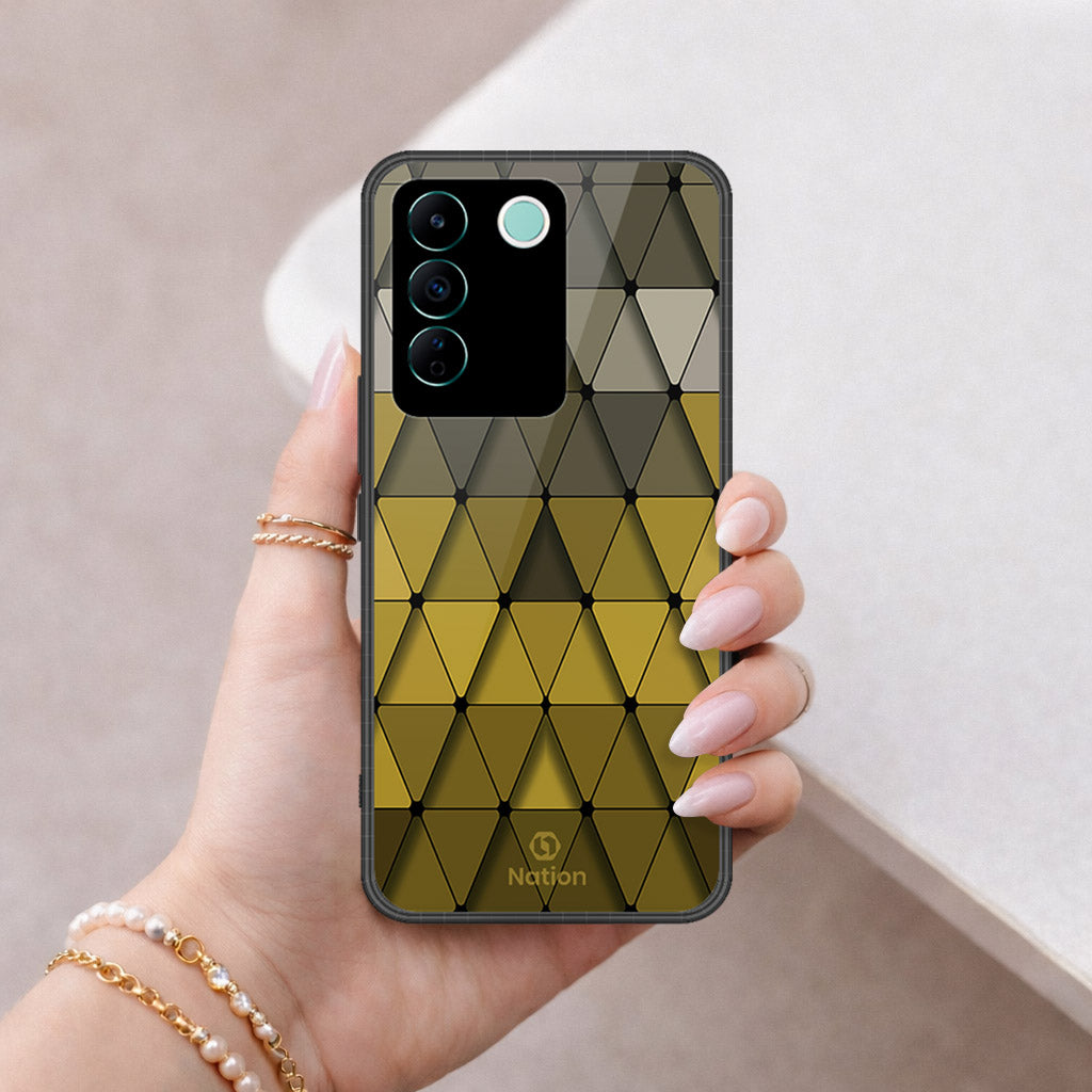 Vivo V27e Cover - ONation Pyramid Series - HQ Ultra Shine Premium Infinity Glass Soft Silicon Borders Case