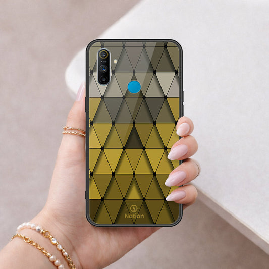 Realme C3 Cover - ONation Pyramid Series - HQ Ultra Shine Premium Infinity Glass Soft Silicon Borders Case