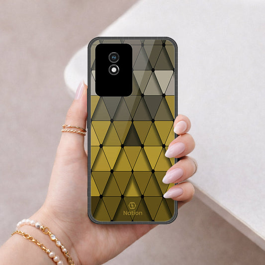 Vivo Y02A Cover - ONation Pyramid Series - HQ Ultra Shine Premium Infinity Glass Soft Silicon Borders Case