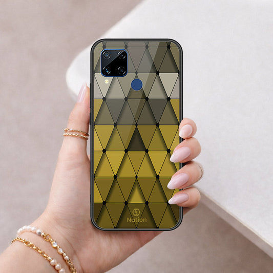 Realme C15 Cover - ONation Pyramid Series - HQ Ultra Shine Premium Infinity Glass Soft Silicon Borders Case