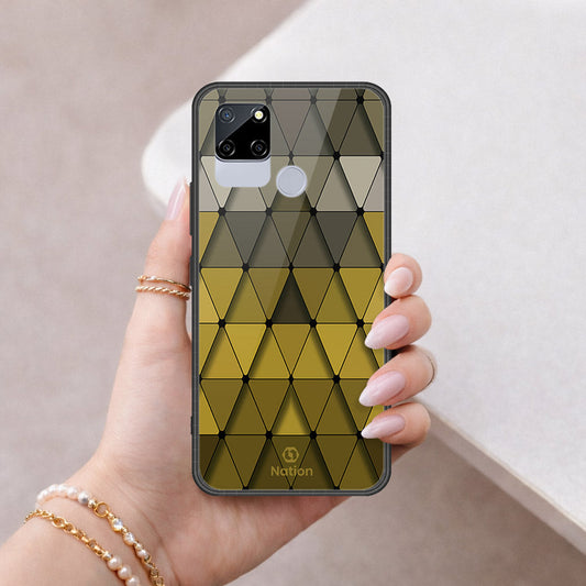 Realme C12 Cover - ONation Pyramid Series - HQ Ultra Shine Premium Infinity Glass Soft Silicon Borders Case