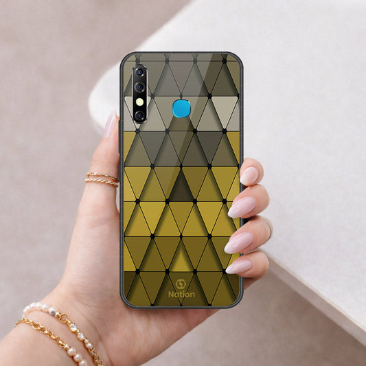 Infinix Hot 8 Cover - ONation Pyramid Series - HQ Ultra Shine Premium Infinity Glass Soft Silicon Borders Case