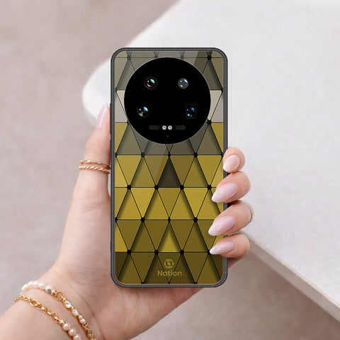 Xiaomi 14 Ultra Cover - ONation Pyramid Series - HQ Ultra Shine Premium Infinity Glass Soft Silicon Borders Case