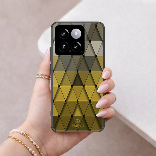 Xiaomi 14 Cover - ONation Pyramid Series - HQ Ultra Shine Premium Infinity Glass Soft Silicon Borders Case