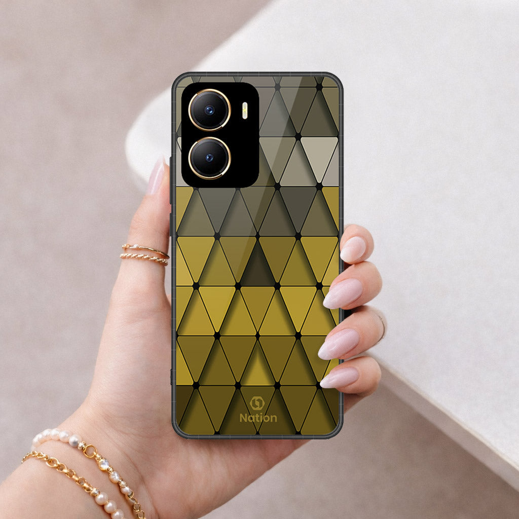 Vivo Y35 5G Cover - ONation Pyramid Series - HQ Ultra Shine Premium Infinity Glass Soft Silicon Borders Case