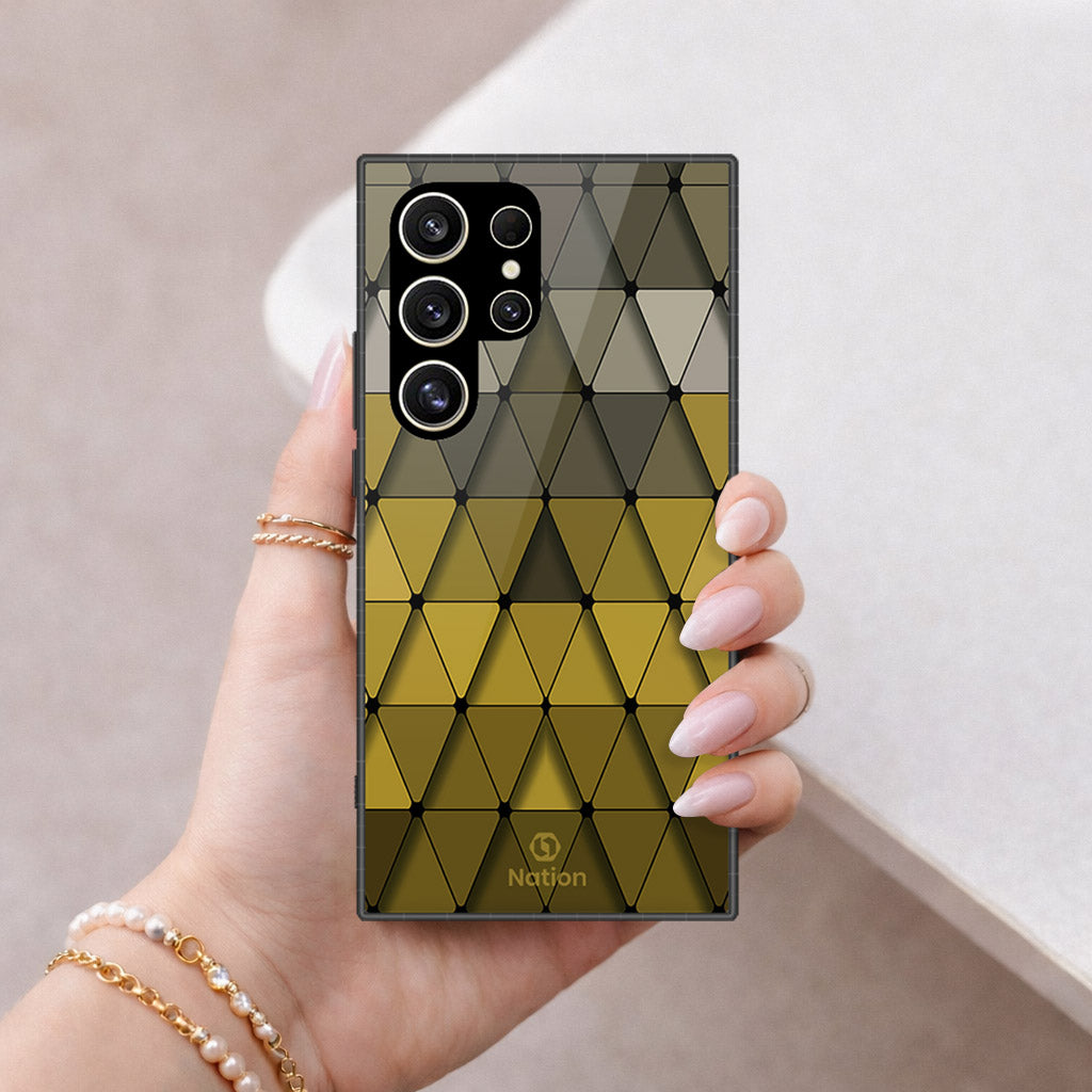 Samsung Galaxy S24 Ultra Cover - ONation Pyramid Series - HQ Ultra Shine Premium Infinity Glass Soft Silicon Borders Case