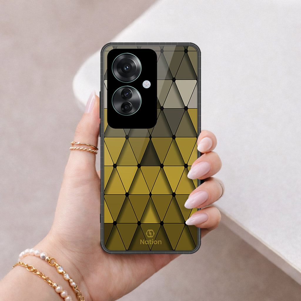 Oppo Reno 11F 5G Cover - ONation Pyramid Series - HQ Ultra Shine Premium Infinity Glass Soft Silicon Borders Case