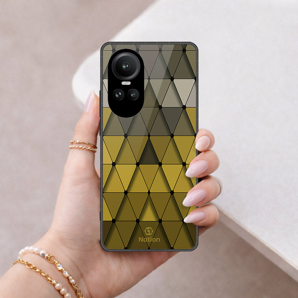 Oppo Reno 10 Pro Cover - ONation Pyramid Series - HQ Ultra Shine Premium Infinity Glass Soft Silicon Borders Case