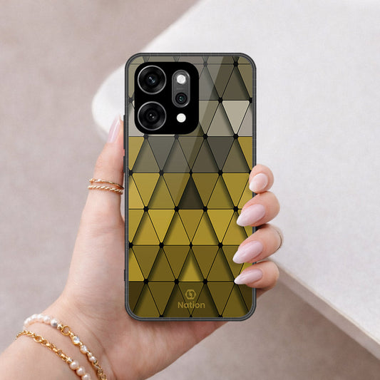 Oppo Reno 14 Cover - ONation Pyramid Series - HQ Ultra Shine Premium Infinity Glass Soft Silicon Borders Case