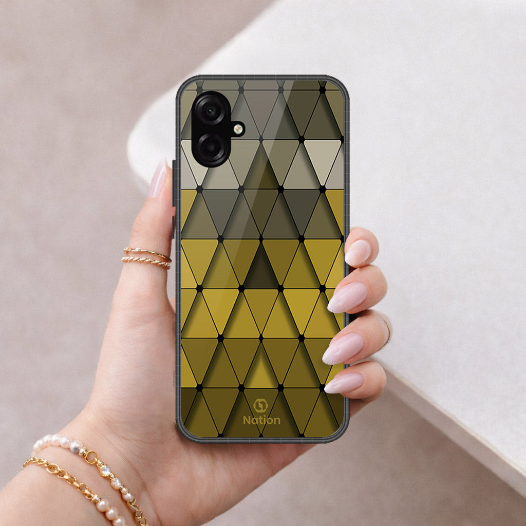 Samsung Galaxy F07 Cover - ONation Pyramid Series - HQ Ultra Shine Premium Infinity Glass Soft Silicon Borders Case
