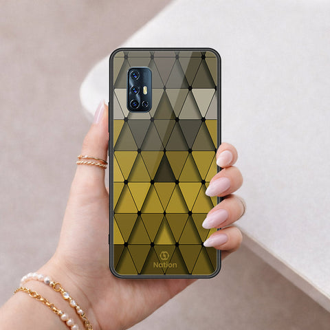 Vivo V17 Cover - ONation Pyramid Series - HQ Ultra Shine Premium Infinity Glass Soft Silicon Borders Case