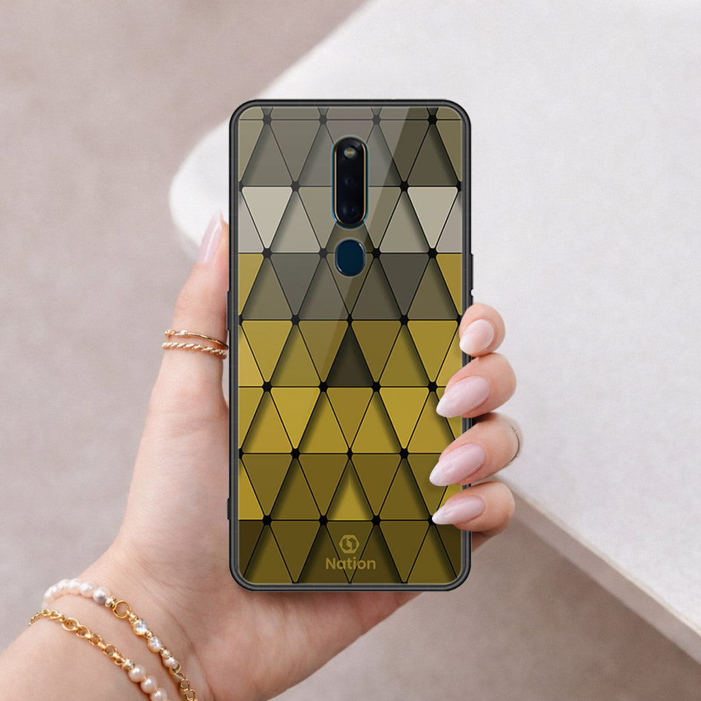 Oppo R19 Cover - ONation Pyramid Series - HQ Ultra Shine Premium Infinity Glass Soft Silicon Borders Case