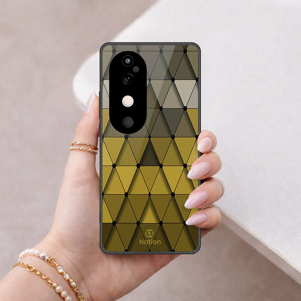 Vivo S19 Cover - ONation Pyramid Series - HQ Ultra Shine Premium Infinity Glass Soft Silicon Borders Case