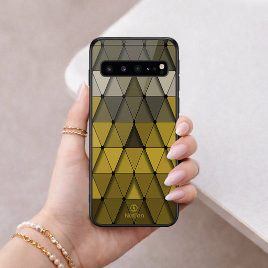Samsung Galaxy S10 5G Cover - ONation Pyramid Series - HQ Ultra Shine Premium Infinity Glass Soft Silicon Borders Case