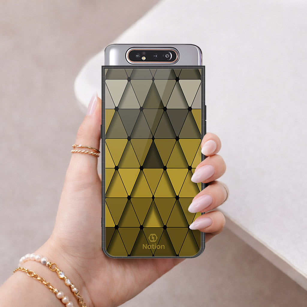 Samsung Galaxy A80 Cover - ONation Pyramid Series - HQ Ultra Shine Premium Infinity Glass Soft Silicon Borders Case