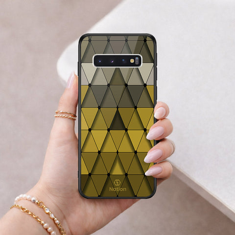 Samsung Galaxy S10 Cover - ONation Pyramid Series - HQ Ultra Shine Premium Infinity Glass Soft Silicon Borders Case