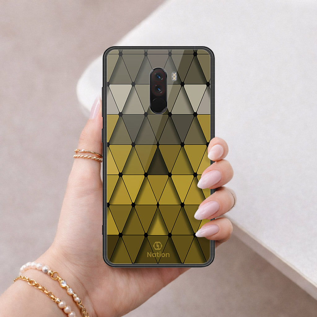 Xiaomi Pocophone F1 Cover - ONation Pyramid Series - HQ Ultra Shine Premium Infinity Glass Soft Silicon Borders Case