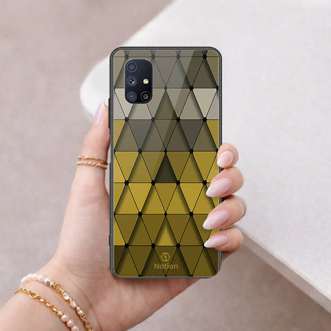Samsung Galaxy M51 Cover - ONation Pyramid Series - HQ Ultra Shine Premium Infinity Glass Soft Silicon Borders Case