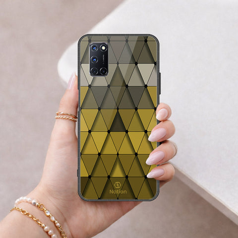 Oppo A52 Cover - ONation Pyramid Series - HQ Ultra Shine Premium Infinity Glass Soft Silicon Borders Case