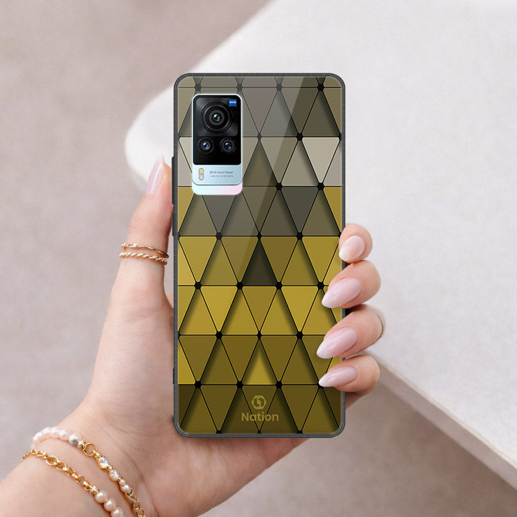Vivo X60 Cover - ONation Pyramid Series - HQ Ultra Shine Premium Infinity Glass Soft Silicon Borders Case