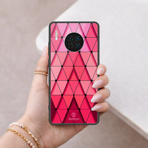 Huawei Mate 30 Cover - ONation Pyramid Series - HQ Ultra Shine Premium Infinity Glass Soft Silicon Borders Case