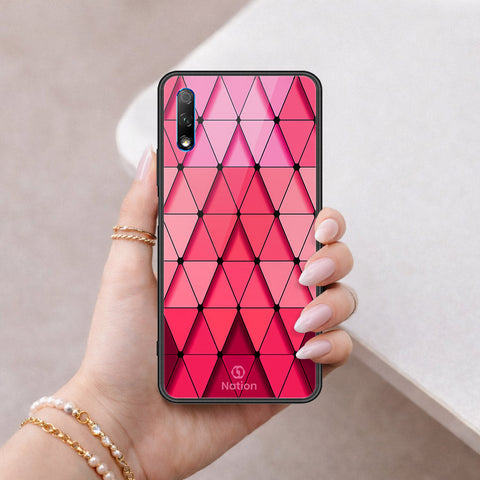 Huawei Enjoy 10 Plus Cover - ONation Pyramid Series - HQ Ultra Shine Premium Infinity Glass Soft Silicon Borders Case