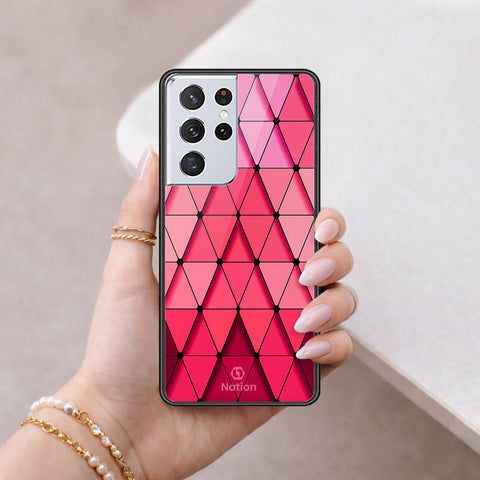 Samsung Galaxy S21 Ultra 5G Cover - ONation Pyramid Series - HQ Ultra Shine Premium Infinity Glass Soft Silicon Borders Case