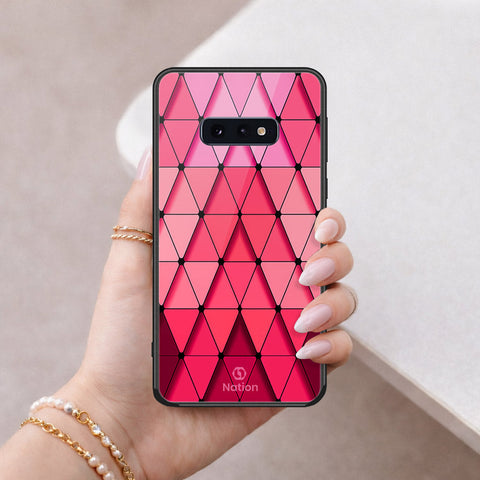 Samsung Galaxy S10e Cover - ONation Pyramid Series - HQ Ultra Shine Premium Infinity Glass Soft Silicon Borders Case