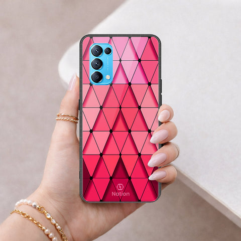 Oppo Find X3 Lite Cover - ONation Pyramid Series - HQ Ultra Shine Premium Infinity Glass Soft Silicon Borders Case