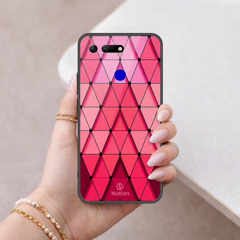 Huawei Honor View 20 Cover - ONation Pyramid Series - HQ Ultra Shine Premium Infinity Glass Soft Silicon Borders Case